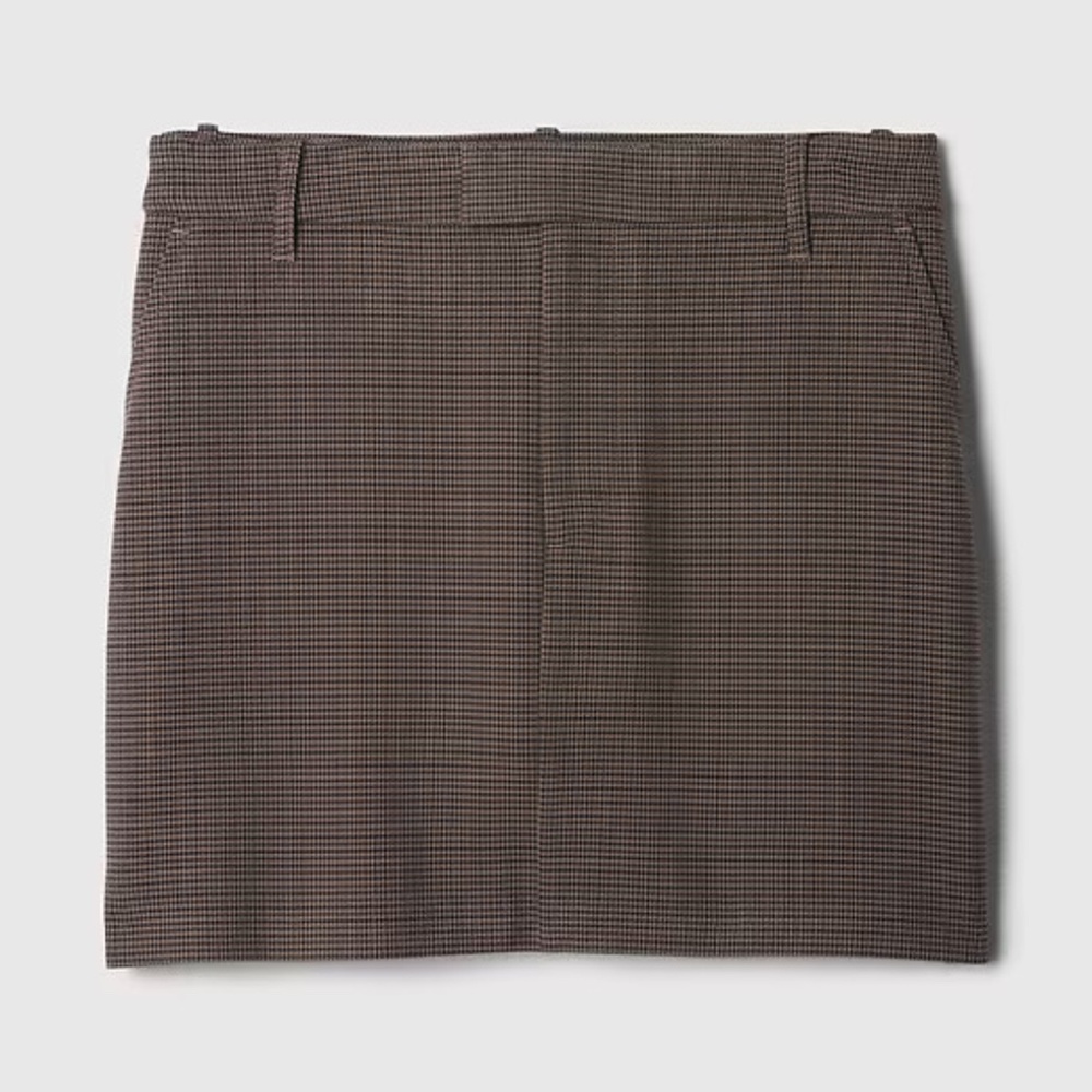 Brown Houndstooth Mini Skirt